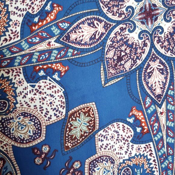 Elevenses Ines Wide Leg High Rise Pants M Blue Paisley Palazzo Flowy Resort - Picture 10 of 12